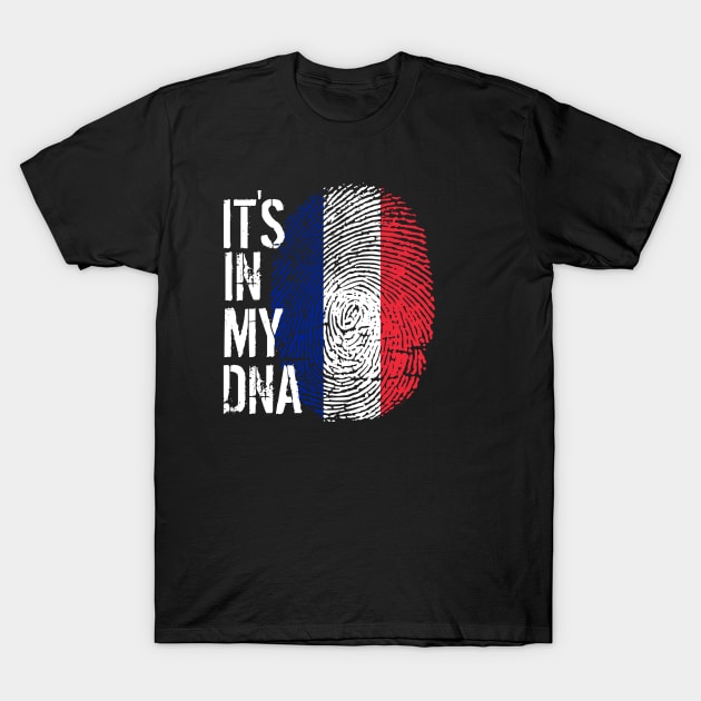 France Flag Fingerprint My Story DNA French T-Shirt by Your Culture & Merch